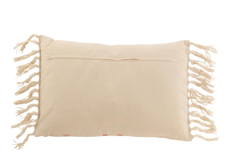Coussin rectangle Emma orange à rayures et franges 75x40 cm