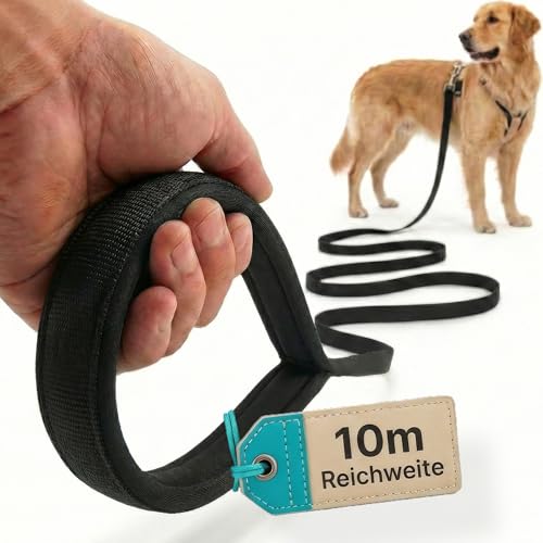 Pätsworld Schleppleine 5m / 10m / 15m / 20m - Robuste und Lange Hundeleine - Übungsleine mit Handschlaufe - Reißfeste Trainingsleine - Ideale Freilauf Leine für die Hundeerziehung (10m)