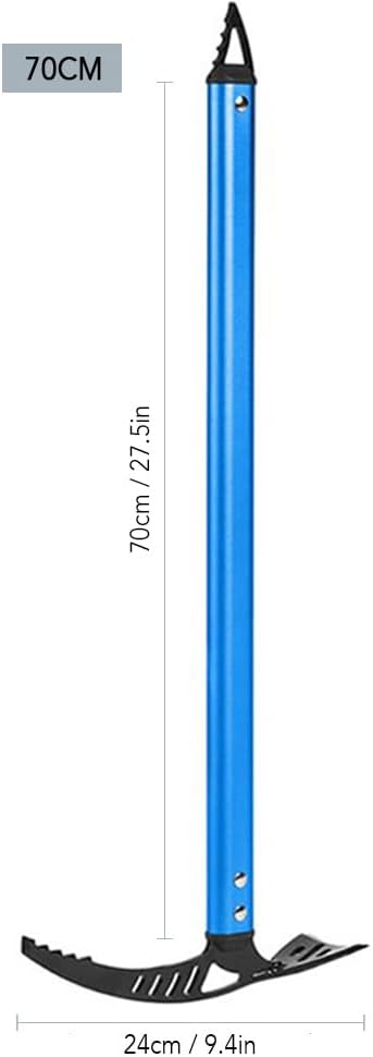 Outdoor Camping Ice Axe Walking Pick for Camping Aluminum Alloy Mountaineering Axe Glacier Climbing Tool Lightweight Design,70 Cm (Blue)
