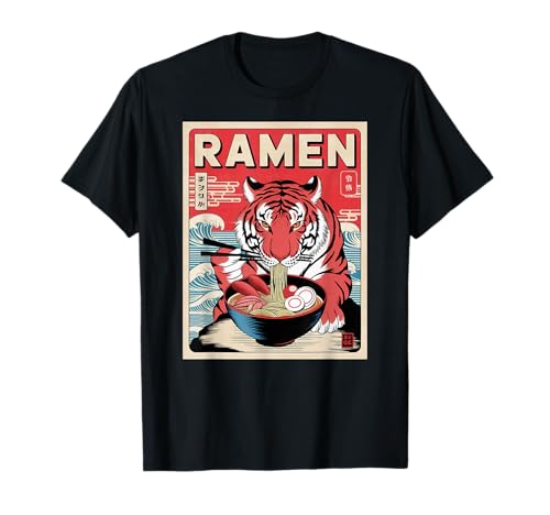 Tiger Ramen Japanese Noodles Kawaii Anime Tiger T-Shirt