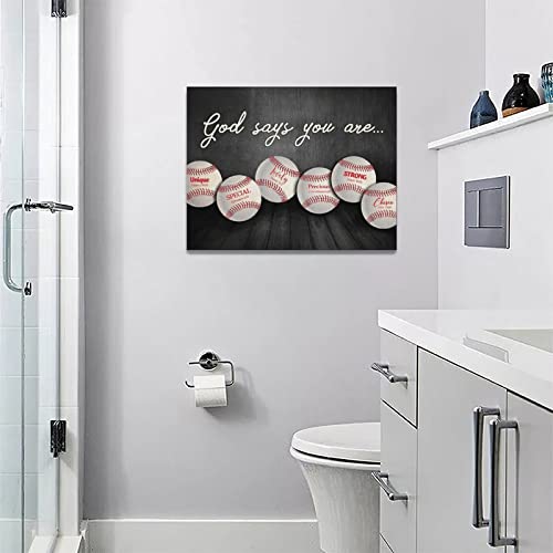 Motivational Baseball Wall Decor Vintage Inspirational Sports Boys Room Pictures Wall Art God Says You Are Canvas Print Painting Framed Modern Home Artwork For Dormitory Bedroom Office 16"X12" #TOP3
