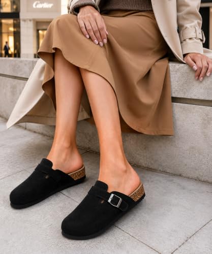 Image of ODOLY Genuine Suede Clogs for Women Men Comfort Cork Footbed Potato Shoes