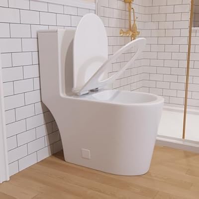 DeerValley DV-1F0196 One Piece Toilet w/Comfort Chair Seat ADA Height 17.32", Dual Flush 0.85/1.19 GPF and Elongated Standard Toilet for Bathroom, White Modern Toilet Bowl for 12" Rough-In