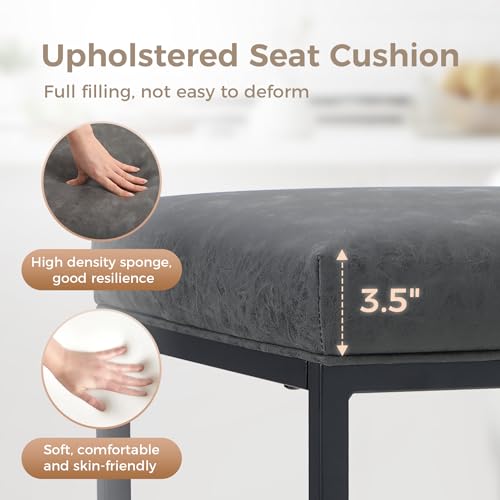 MAISON ARTS Counter Height 24\" Bar Stools Set of 4 for Kitchen Counter Backless Modern Barstools Industrial Upholstered Faux Leather Stools Farmhouse Island Chairs, (24 Inch, Grey) - Thumbnail 3