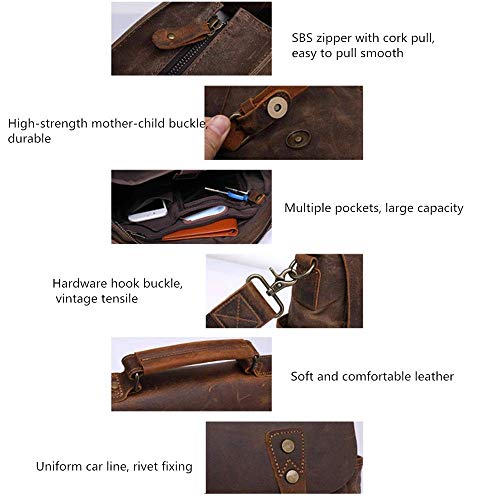 QZH Kamera Rucksack Tasche Retro Oil Wax Portable Canvas Bag Herren SLR Kameratasche Umhängetasche Herren Umhängetasche… – Bild 5