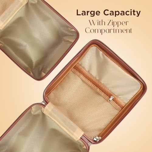 Image of YAGZON Makeup Case Suitcase, Mini Bag, Mini Hard Shell Travel Luggage, Women Portable Water Proof Carrying Suitcase, Organizer Bag, Small Hard Shell Cosmetic Lugge Bag (Off White)
