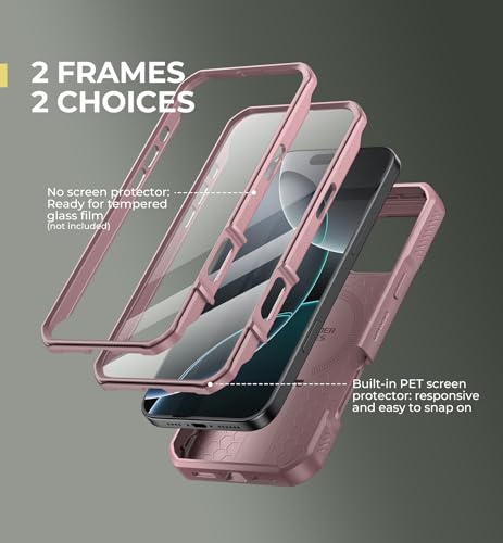 Image of Dexnor for iPhone 16 Pro Max Case with Slide Camera Cover&Adjustable Kickstand&Built-in Screen Protector,Compatible Wireless Charging Shockproof Cases Heavy-Duty Mangetic Protective Cover,Peony Pink
