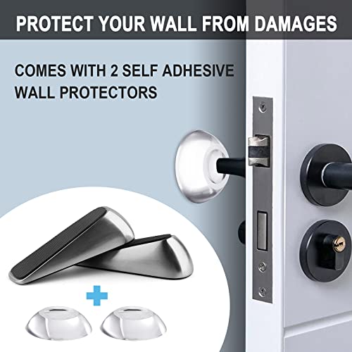 Aimaxinke Strongest Door Stoppers For Bottom Of Door(2 Pack), Heavy Duty Door Stop Wedge, Quality Zinc Alloy And Silicone Made, Keep Door Open, Comes With 2 Door Stopper Wall Protectors. #TOP5