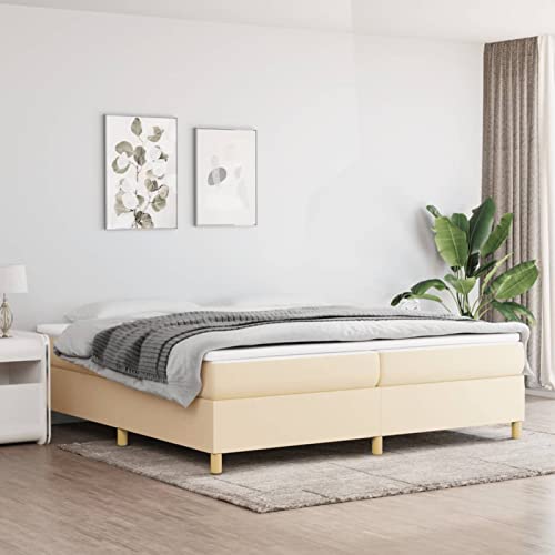 Xichuzi Estructura de Cama Box Spring, Somier, Base Cama, Cama Mueble, Marco De Cama, Camas es, Cama Completa, Tela Color Crema 200x200 cm