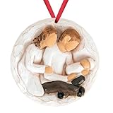 3D Baby’s First Christmas Ornament 2025 for Family of 3 - New Parents Gifts Baby Ornament 2025 for Christmas Tree - 3D Resin Sculpture for First Time Dad Mom Gifts