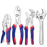 WORKPRO Pliers Set 4-piece Locking Plier Slip-joint Plier Groove Joint Pliers and Adjustable Wrench Home Maintenance Tool Kit