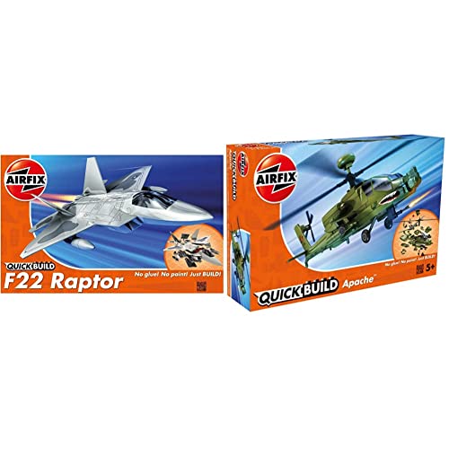 Airfix F22 Raptor Aircraft / J6004 Apache Helicopter Quick Build Model Kits
