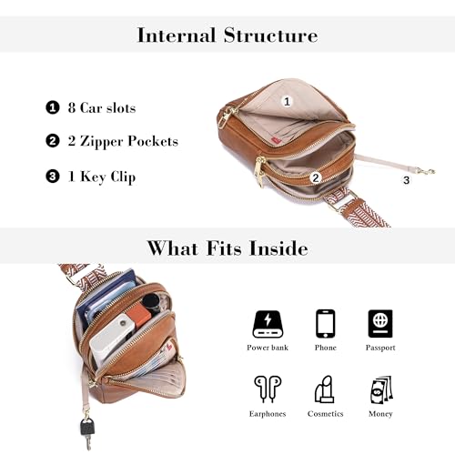 Image of INICAT Travel Sling Bag, Anti Theft Crossbody Bag for Women | RFID Blocking, 8 Card Slots, Back Zippered Pocket, Metal Zippers,Switchable Strap