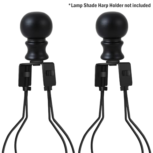 Image of 2 Pieces Black Lamp Finials, Solid Finials for Lamps, Lamp Shade Nut Screw Cap, Lamp Finials Decorative for Table Lamp, Floor Lamp