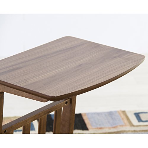 Azumaya Tac-239 Coffee Side Table With Magazine Rack, W15.8 X D16.1 X H21.3 Inches, Natural Wooden Walnut Veneer Table Top And Rubber Wood Material, Home And Living, Walnut Wooden Color #TOP2