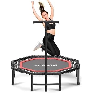 DH FITLIFE Trampoline de Fitness intérieur DH FitLife Pliable sans Installation | Ø121 cm (48 Pouces) | Capacité de Charge 150 kg | 3 Niveaux de poignées réglables | Stable et Silencieux