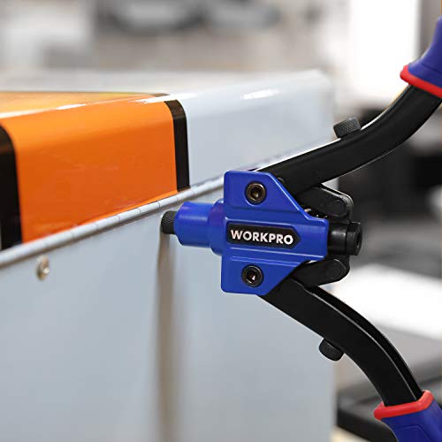 Workpro 10-Inch Pop Rivet Gun, Heavy Duty Riveter With 3 Interchangeable Heads (3 Nosepieces) And 100Pcs Rivets, 5-In-1 Hand Riveter Set For Metal, Plastic, Repairing Truck Bed, Fixing Highway Sign #TOP7