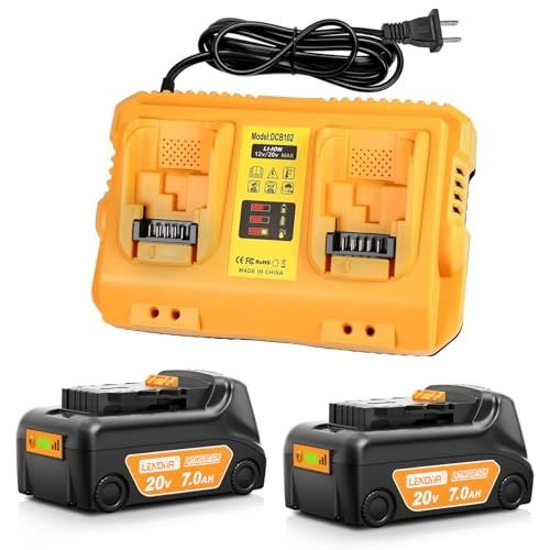 7.0Ah Replacement for Dewalt 20V Battery with DCB102 Dual Port Charger