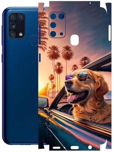 Image of AtOdds - Full Body Back Screen Guard Protector Film - Lamination Wrap Skin Sticker Compatible with Samsung Galaxy M31 | Scratchproof Matte Finish (Happy Doggo)