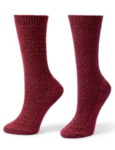 Image of HUE Women's Merino Wool Blend Crew Boot Breathable Natural Temperature Regulating Moisture Wicking Athletic Socks 2 Pair Pack