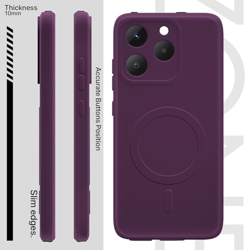 Image of Outlouders Back Cover for Realme 15T 5G / Realme Narzo 90 5G Soft Matte Silicone Cover with Slim Fit | Mag-Safe Logo (Not Mag-Safe Compatible) | Shockproof | Camera Protection Bumper Case (Purple)
