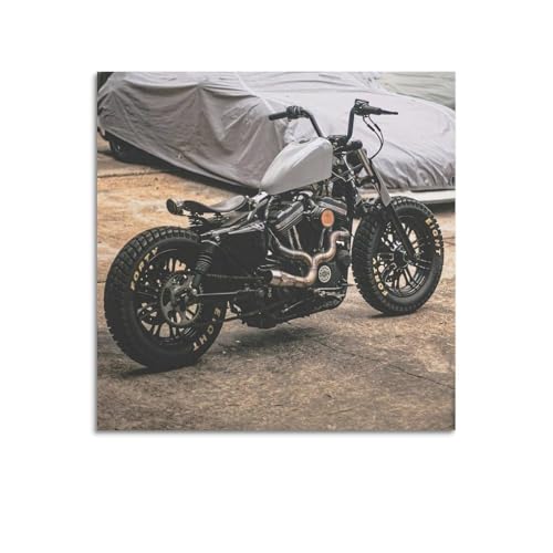Tableau Harley Davidson Cafe Racer Toile 70x70 cm décorative pour chambre