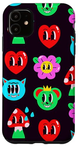 ���킢������̃A�C�R���J���t���ȃL�����N�^�[�̗������A�[�g �X�}�z�P�[�X iPhone 11 �p