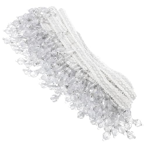 Bordure à franges perlées blanches en polyester 9 cm pour rideaux - 2