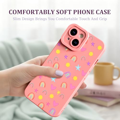 CASBST for iPhone 15 Phone Case, Printed Silicone, Rainbow Star Heart - image 3