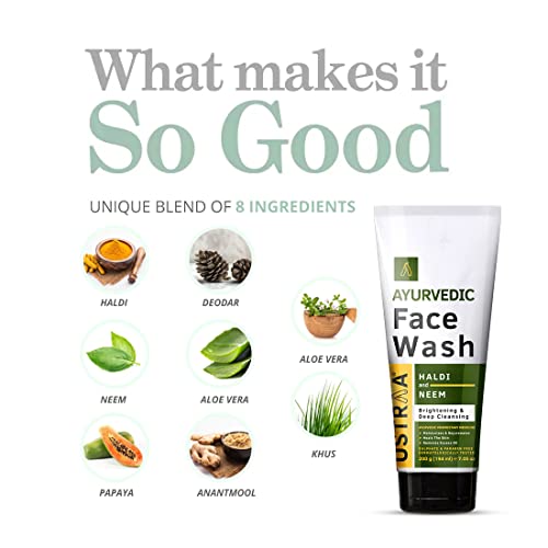 Ustraa Ayurvedic Haldi & Neem Face Wash -200g, Brightening & Deep Cleansing, No Sulphate, No Paraben - Image 3