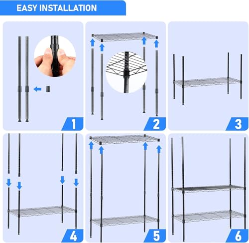 Image of Simple Deluxe 5-Tier Storage Shelves, 21 inch W x 12 inch D x 54 inch H Adjustable Heavy Duty Wire Metal Shelving Unit, Black