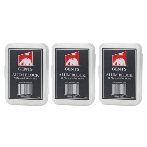 Gents Alum Block in Plastic Case | Upgrade Your Shave - Soothing Aftershave Solution for Shaving Razor Burn Relief - Travel Friendly Durable Plastic Case Included (3.5 Ounces Pack of 3)