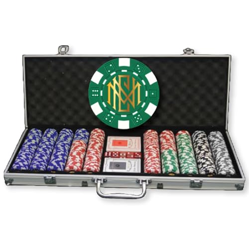 500 Ct. Custom Hot Stamp Dice Poker Chip Set with Your Full Name, Initials, or Text