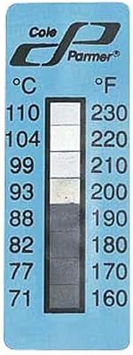 Cole-Parmer Irreversible 10 Point Vertical Temperature Label, 104-160°F/40-71°C: 10/Pk