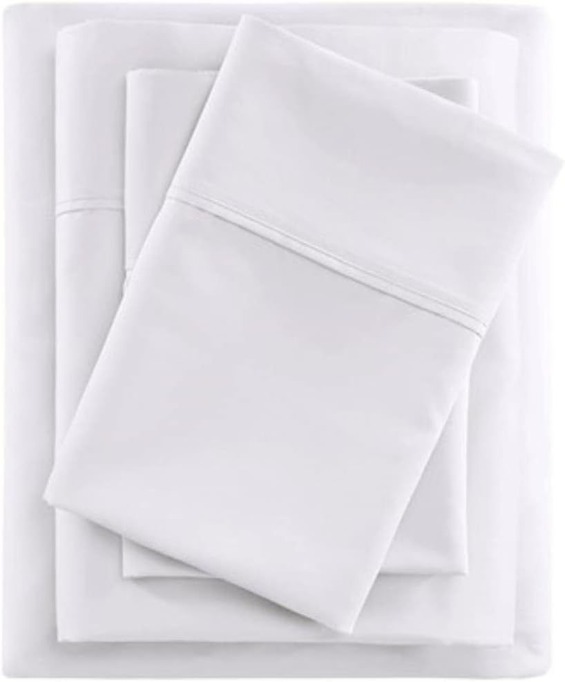 Beautyrest BR 600 TC Cooling Cotton Blend Solid Sheet 16 Inch Deep Pocket Hypoallergenic, All Season, Soft Bedding-Set, Matching Pillow Case, King, White 4 Piece,BR20-0988 King White