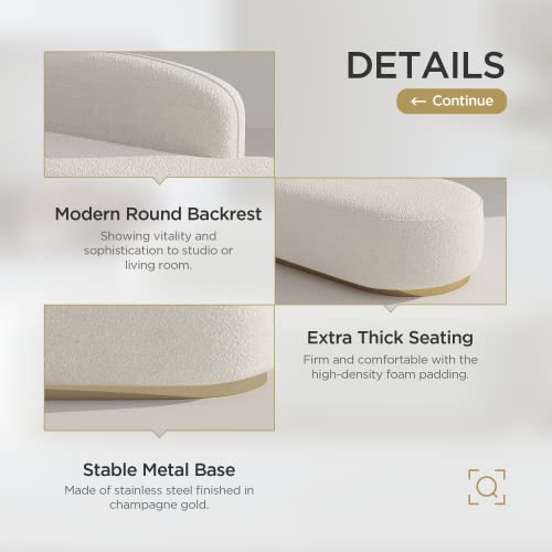 Acanva Modern Living Room Curved Sofa With Rounded Lines, 3-Seater Couch For Apartment, Business Lounge, Waiting Area, Hotel Lobby, White #TOP4