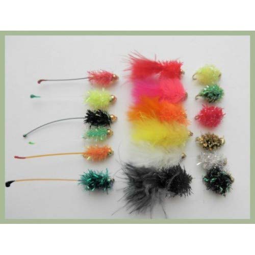 Blob, Egg &* Vibe Tails Trout Fishing Flies, 18 Pack, Goldhead Fritz Egg, Blobs, Vibe Tails