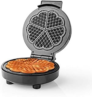 Ex-Pro Waffle Maker Iron, Single Heart Shape Waffle Machine with Non Stick Plates & Adjustable Temperature Control, 1000W - Black/Silver
