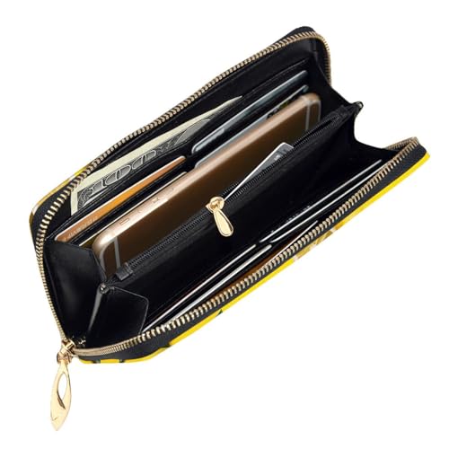(Yellow Lemon) Print Women's Long Wallet Clutch with Zipper Multiple Card Slots Coin Pocket Elegant Ladies Purse4