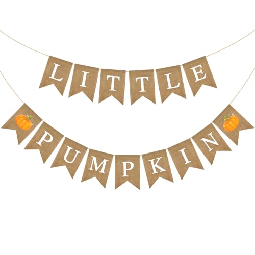 GCQQ Little Pumpkin Banner – 9.8FT Rustic Jute Burlap Fall