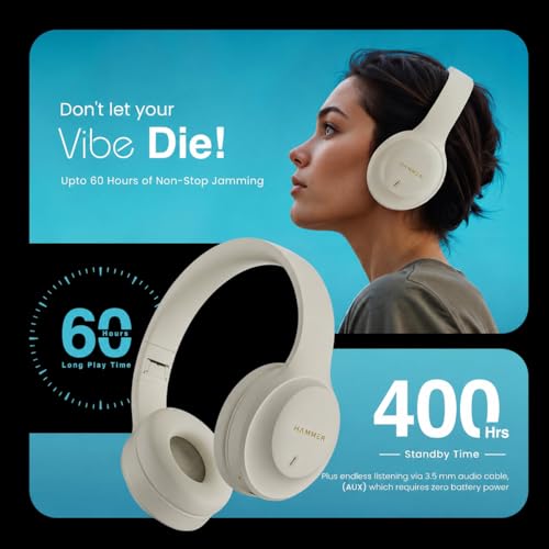 HAMMER Store HAMMER Vibe ENC Bluetooth Headphones, Beige - Image 7