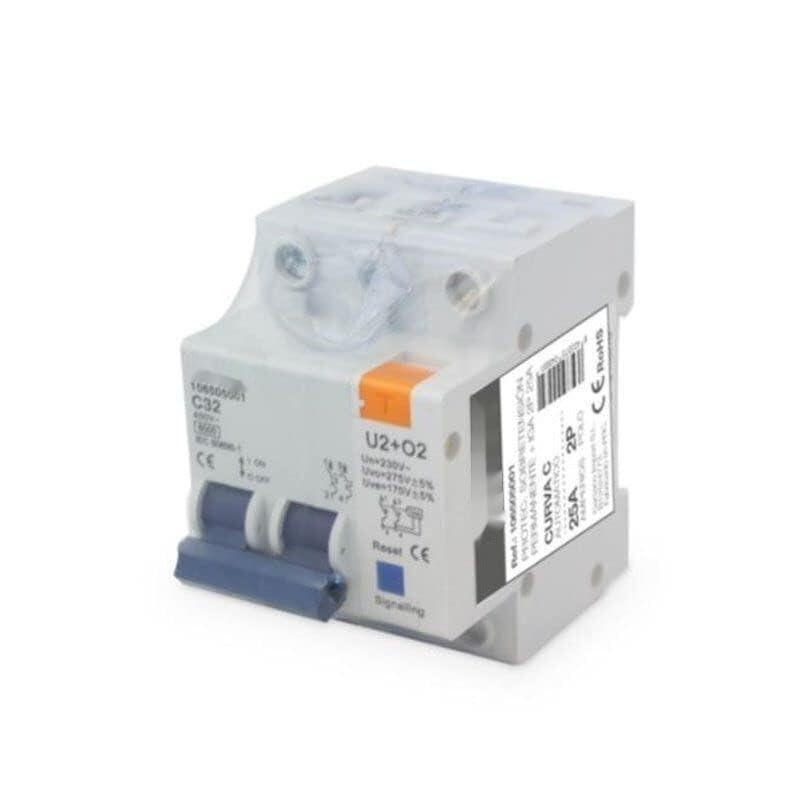 Interruptor diferencial 1P+N 25A 0.030A 6KA Clase C, protección de circuitos eléctricos y prevención de descargas.