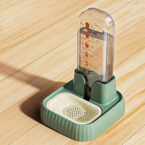 Wasserspender Katzen, 520ml Automatischer Wasserspender für Haustiere, Trinkbrunnenflasche für Kleine Hunde, Welpen, Katzen, Kaninchen, Kleintiere (Grün)