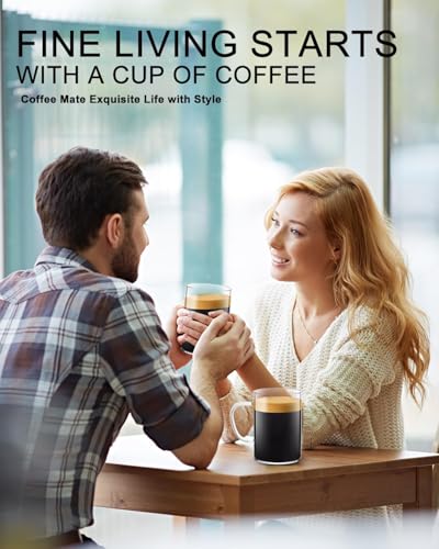 Image of PrimeWorld Glass Coffee Mugs - Set of 4, 470 ml | Large Clear Glass Tea & Coffee Cups | Lead-Free Flat Bottomed Glasses for Latte, Milk, Water & Everyday Beverages