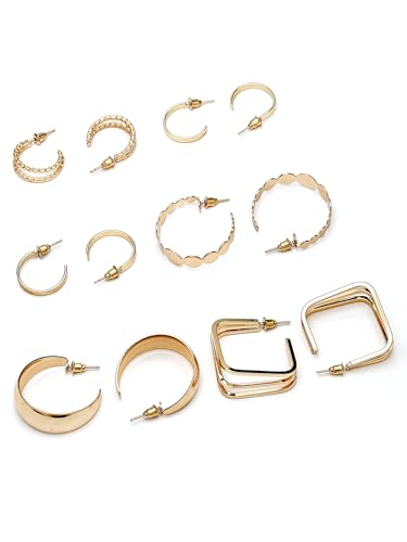 Image of Bohey by KARATCART Set of 6 Gold-Plated Multi-Design Hoop Earrings for Women