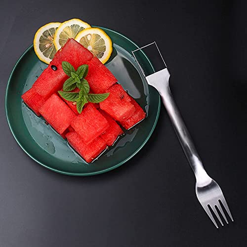 2Pcs 2-In-1 Watermelon Fork Slicer, 2023 New Summer Watermelon Fruit Cutting Fork, Dual Head Stainless Steel Fruit Forks Slicer Knife For Family Parties Camping #TOP5