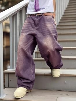 DFGIGT Mens Streetwear Hip Hop Baggy Jeans Wide Leg Skater Denim