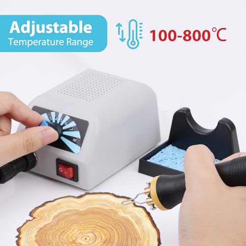Holzverbrennungsset mit 30 Brennspitzen, 60W Brandmalerei-Maschine,einstellbare Temperatur 100–800 ℃,Pyrographie-Holzverbrennungswerkzeug-Set für Holz, Leder und Kork (DIY)