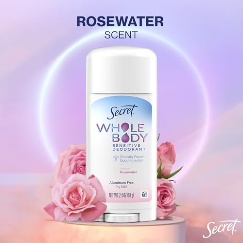 Secret Whole Body Deodorant Stick for Women, Rosewater Scent, Aluminum Free Deodorant Stick, 72 HR Odor Protection, 2.4 oz - image 7