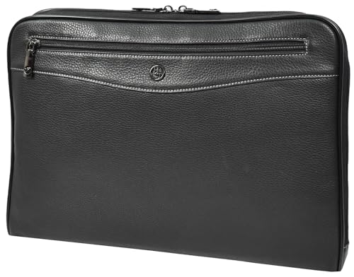 Porte-documents en cuir pour vos réunions d'affaires trieur zippé noir format A4 portable